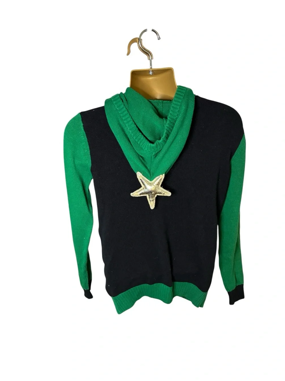 Ugly Christmas Sweater Hooded Sweater Christmas Tree Black Green S